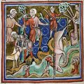 Szarvaira eső ibex egy középkori illusztráción (kép forrása: Pinterest)