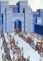 Istenszobrokkal felvonuló menet halad az Istár-kapu felé