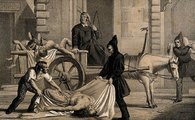 Holttestek elszállítása a palermói kolerajárvány idején, 1835. (kép forrása: Wikimedia Commons)