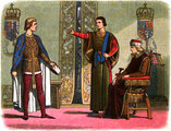 VI. Henrik (ülve), Richárd yorki herceb (balra) és Somerset (középen) vita közben