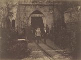 Ferenc József küldöttséggel távozik a Littkei pezsgőgyár városligeti pavilonjából 1896-ban
