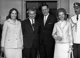 Perón harmadik feleségével, Isabelával, valamint a Ceausescu házaspárral
