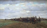 A francia lovasság felveszi a pozícióját a csata előtt
