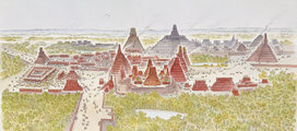 A fénykorát élő Tikal látképének rekonstrukciója