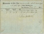 A Wass, Molitor & Co. cég átvételi elismervénye Wass Samu aláírásával, miszerint A. H. Rosborough 9 uncia és 10 pennyweight (295,48 g) súlyú nyersaranyat adott be, amiért – a finomítás után – 138 dollár 16 cent értékű aranyrudat kapott cserébe. San Francisco, 1852. december 8.