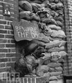 Egy angol bulldog őrzi gazdája elbarikádozott otthonát a második világháború alatt