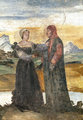 Petrarca (1304–1374) és múzsája, Laura a költő otthonának egyik freskóján, az olaszországi Arquà Petrarcában