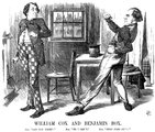 Gladstone és Disraeli egy korabeli karikatúrán