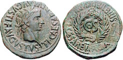 Római pénzérme a hispaniai Augusta Bilbilis városából. Az érméről láthatóan törölve lett a Seianusra utaló „L. Aelio Seiano” felirat, a damnatio memoriae jegyében