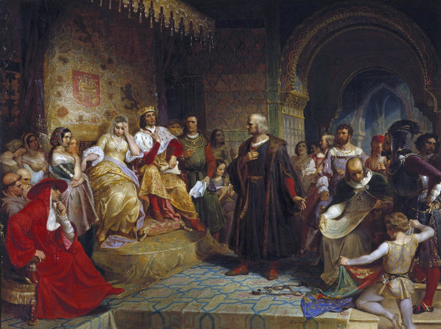 Kolumbusz a királynő előtt, Emanuel Gottlieb Leutze festménye