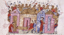 A varég testőrséget ábrázoló 11. századi illusztráció Ióannész Szkülitzész krónikájából