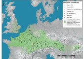 A tanulmány szerzői által vizsgált, a kora középkorban megbolygatott sírok elhelyezkedése Európában