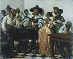 Jól öltözött kalózok nők társaságában Gustave Alaux festményén