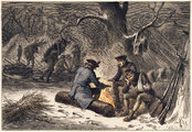 Amerikai csapatok téli szálláshelyen a függetlenségi háború idején