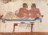 Férfiszeretőket ábrázoló, 5. századból származó itáliai freskó
