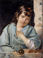 Giulio Queirolo (1825-1910) festménye egy nyakba akasztható perselyről