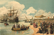 Roque Gameiro: Vasco da Gama elindul Indiába, 1497. (1900k.)