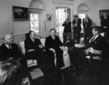 Andrej Andrejevics Gromiko (szovjet külügyminiszter) és J. F. Kennedy amerikai elnök találkozása 1962. október 18-án