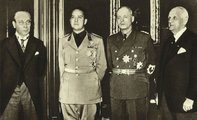 Az első bécsi döntés résztvevői: František Chvalkovský csehszlovák, Galeazzo Ciano olasz, Joachim von Ribbentrop német és Kánya Kálmán magyar külügyminiszter