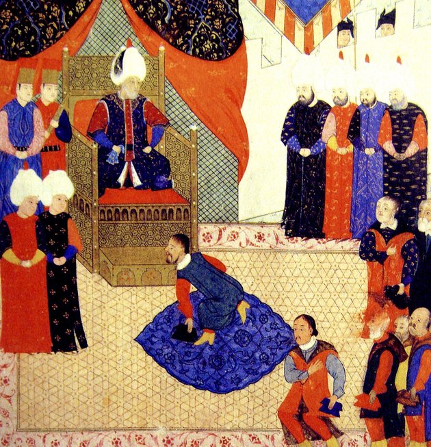 II. János (János Zsigmond) választott magyar király, I. (Szapolyai) János fia Szulejmán előtt 1556-ban