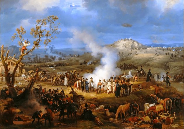 Napóleon csapatai készülnek az ütközetre (Louis-François Lejeune festménye)