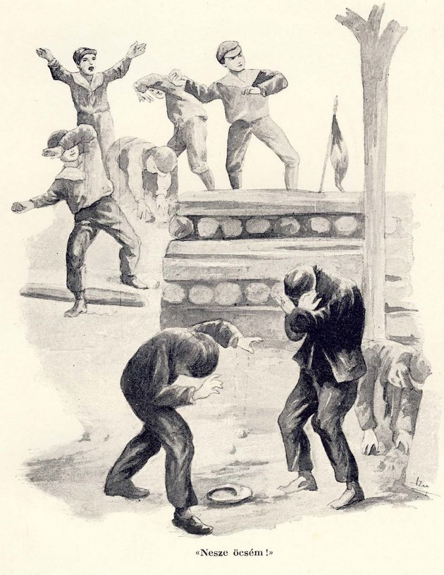 Háború a grundon – illusztráció a könyv első kiadásában, 1907