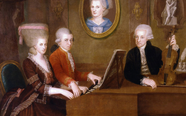 A Mozart család az édesanya halála után, 1780 (Johann Nepomuk della Croce festménye)
