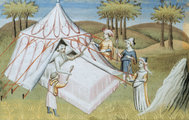 Dzsingisz kán a halálos ágyán - 15. századi franciaországi miniatúra