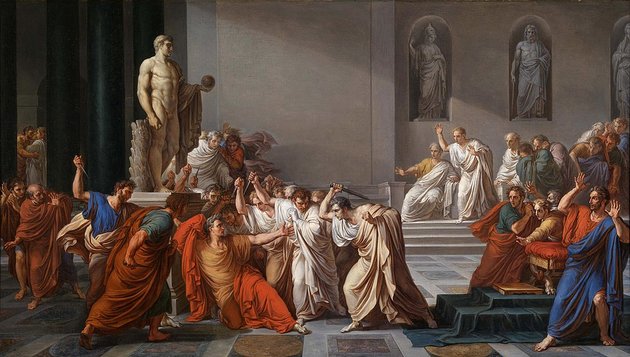 Julius Caesar halála Vincenzo Camuccini festményén
