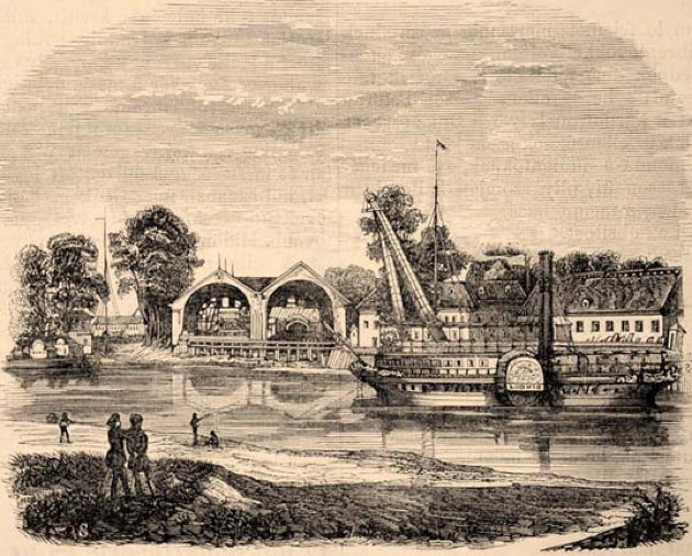 Gőzhajó az Óbudai Hajógyárban (1857)