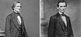 Jefferson Davis (b.) és Abraham Lincoln (j.)
