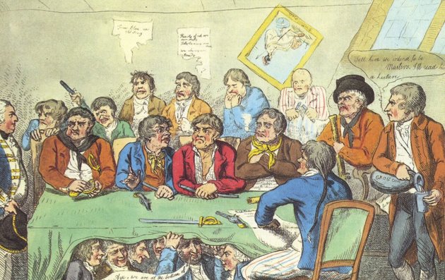 „A delegáltak tanácsa, avagy koldusok lóháton” – korabeli karikatúra