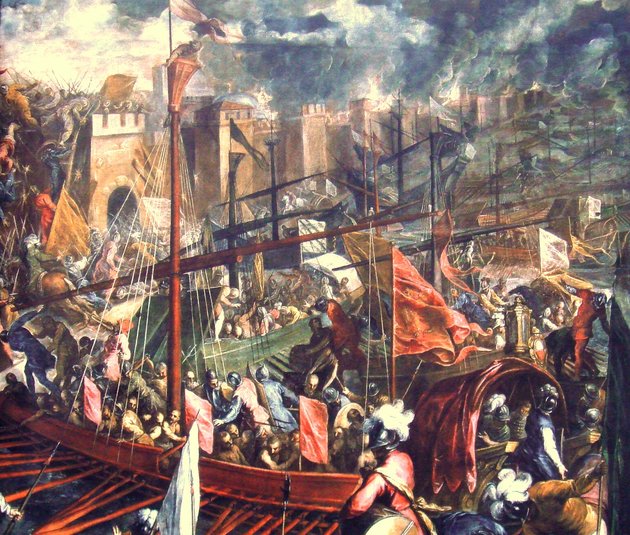 Konstantinápoly ostroma Palma il Giovane festményén