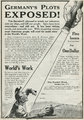 A The World's Work magazin hirdetése 1918-ból, a leleplezett német kémhálózatról szóló anyaggal