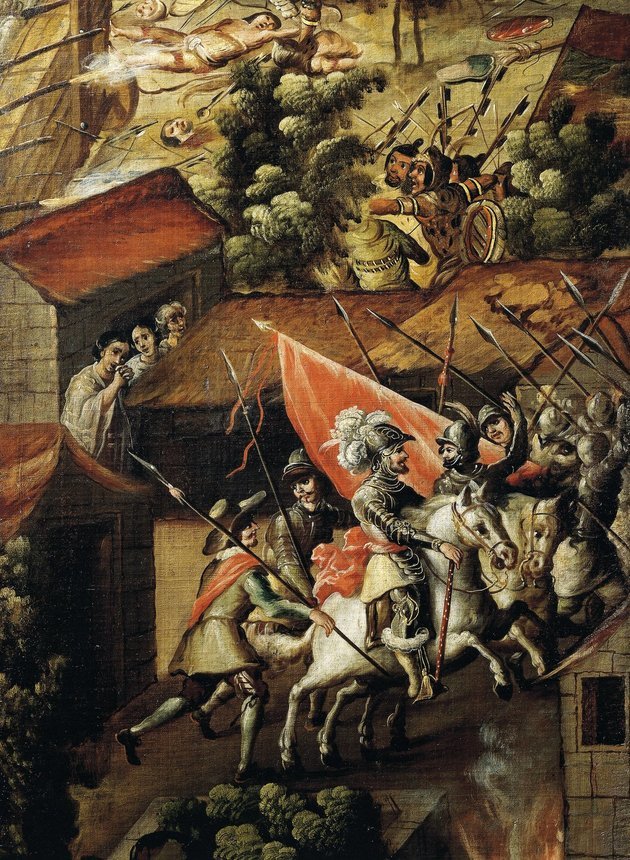 A tenochtitláni csata egy ismeretlen 17. századi festő alkotásán