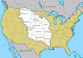 Az 1803-ban megvásárolt Louisiana területe az USA mai térképére vetítve (Wikipedia / William Morris / CC BY-SA 4.0)