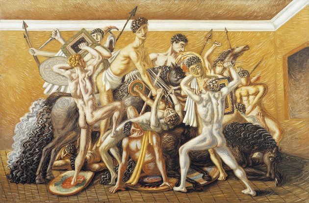 Giorgio de Chirico: Gladiátoriskola - A harc (1928)