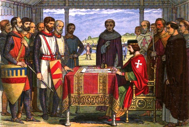 A Magna Carta szentesítésének 19. századi, romanticizált ábrázolása