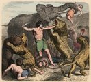 Bűnözőkre támadó vadállatok egy római amfiteátrumban Heinrich Leutemann 1866-os illusztrációján