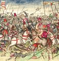 A csata illusztrációja egy 15. századi történetíró munkájában
