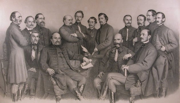 A pesti egyetem orvosi karának tanárai 1863-ban (középen, keresztbe tett karral Semmelweis Ignác)