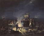 Napóleon tanácsot ül vezérkarával Wagramnál, 1809. július 5-én éjjel