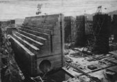A Gatún-zsilip felső kamrájának építése 1910-ben