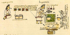 Születési rítusok ábrázolása a Mendoza-kódexből