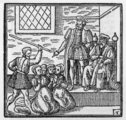 Agnes Sampson és vádlott-társai VI. Jakab király előtt, az uralkodó 1597-ben kiadott saját műve, a Daemonologie illusztrációján