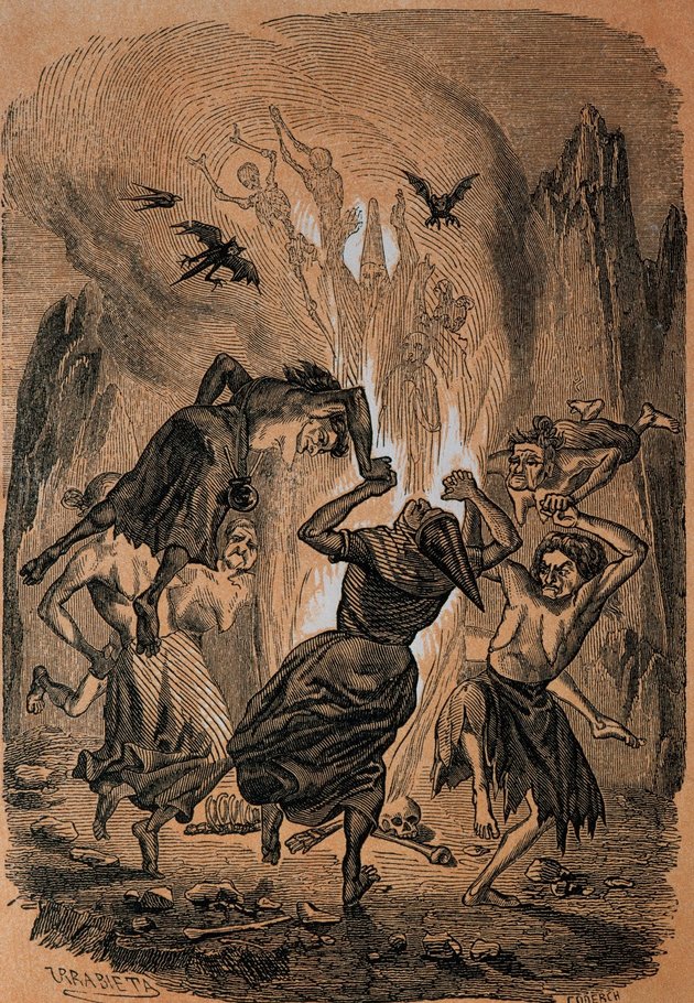 Boszorkányok egy 19. századi illusztráción