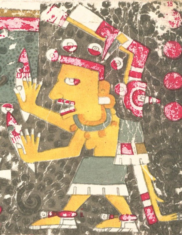 Mictecacihuatl ábrázolása a Codex Borgia néven ismert őslakos pergamenkötetben