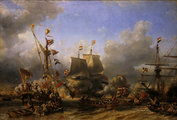 Ruyter kapitány kiköt Texelben, Eugéne Isabey festménye, 1850