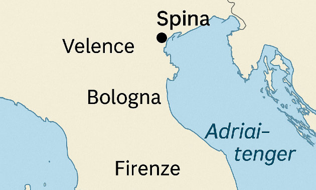 Spina ókori város elhelyezkedése napjainkban 