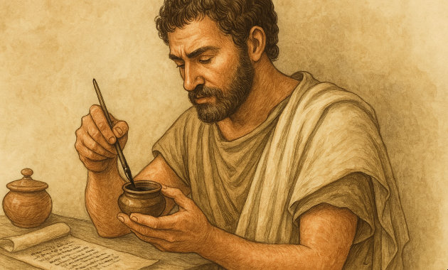 Illusztráció egy római kori írnokról